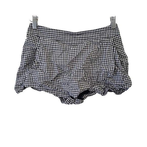Aqua Pants - Aqua Gingham Bubble Shorts Womens Small Black White High Waist‎ Retro Coquette
